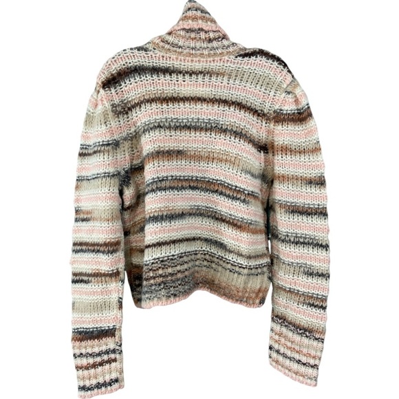 A.L.C. Selina Striped Knitted Wool Turtleneck Sweater Size L Pink Multi - Picture 5 of 10